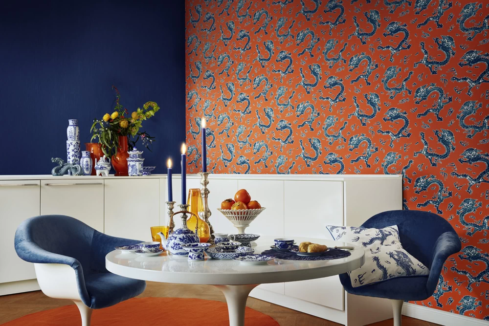 BARBARA Home Collection Kissenbezug Drache Weiß Blau 6 BARBARA Home Collection Kissenbezug Drache Weiß Blau – Bild 4