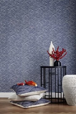 BARBARA Home Collection Kissenbezug Wellen Blau 50x50cm -Fashion Home Wallpaper Store Babara Schoeneberger Kissenhuelle Wellen blau 50 3