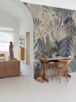 Digitaldruck Fächer Blattmuster Blau Beige Grau ML2901 -Fashion Home Wallpaper Store Digitaldruck Faecher Blattmuster Blau Beige Grau ML2901 63217718 1