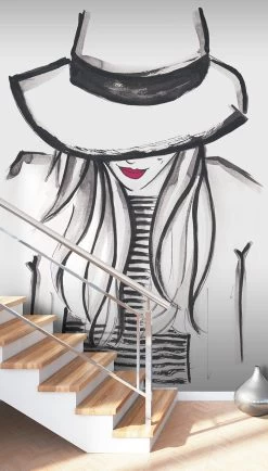 Fototapete Rasch Kruth Design Dame Weiß Schwarz 100877