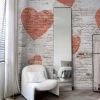 Digitaldruck Herzen Gemalt Wand Beige Rot ML2301 -Fashion Home Wallpaper Store Fototapete Stein Optik Herzen Beige Rot ML2301 63217711