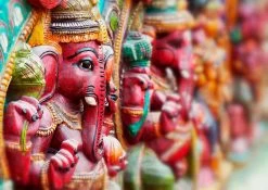 Fototapete Vlies Rasch 363487 Elefant Figur Pink Grün