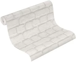 Rasch Tapeten 587203 Vlies Tapete Steintapete Grau Weiß