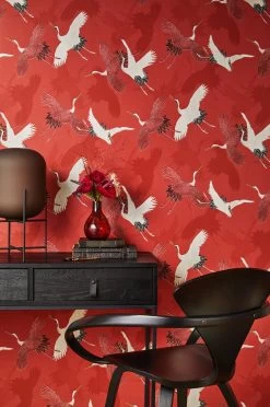 Tapete Barbara Home Collection Kranich Muster Rot-weiß -Fashion Home Wallpaper Store Tapete Barbara Home Collection Kranich Muster Rot weiss 63212142 5