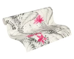 A.S. Creation Tapete Vlies 37279-1 Floral Exotik Blumen Weiß-grau Pink