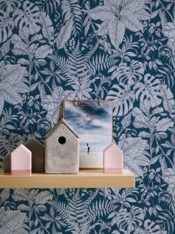 A.S. Creation Tapete Vlies 37520-6 Dschungel Blau Weiß Grau -Fashion Home Wallpaper Store Tapete Vlies 37520 6 Dschungel blau weiss grau 63206020 6