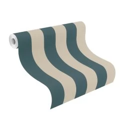 Tapete Vlies 542738 Streifen Petrol Sand