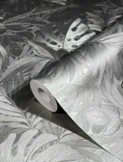 Tapete Vlies Blätter Dschungel Metallic Platin 33302 -Fashion Home Wallpaper Store Tapete Vlies Blaetter Dschungel Metallic platin 33302 63210588 1