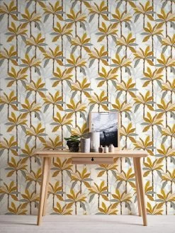 A.S. Creation Tapete Vlies Blätter Palmen Weiß Gelb Grau 37530-2 -Fashion Home Wallpaper Store Tapete Vlies Blaetter Palmen weiss gelb grau 37530 2 63204357