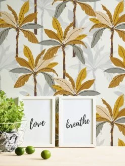 A.S. Creation Tapete Vlies Blätter Palmen Weiß Gelb Grau 37530-2 -Fashion Home Wallpaper Store Tapete Vlies Blaetter Palmen weiss gelb grau 37530 2 63204357 3