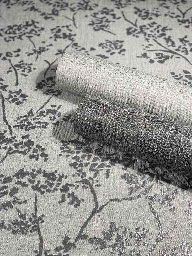 Tapete Vlies Blätter Vintage Silber Grau Glanz 32705 5 Tapete Vlies Blätter Vintage Silber Grau Glanz 32705 – Bild 3