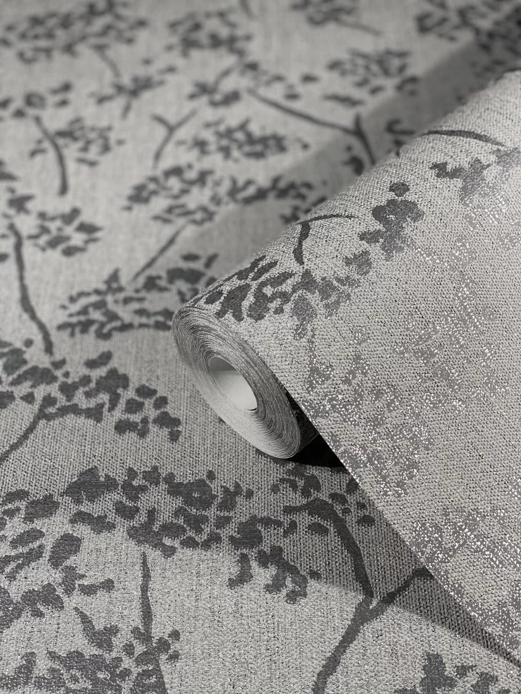 Tapete Vlies Blätter Vintage Silber Grau Glanz 32705 6 Tapete Vlies Blätter Vintage Silber Grau Glanz 32705 – Bild 4