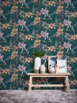 Tapete Vlies Blumen Vögel Blau Bunt Jungle Chic 37701-2 -Fashion Home Wallpaper Store Tapete Vlies Blumen Voegel blau bunt Jungle Chic 37701 2 63208352 2