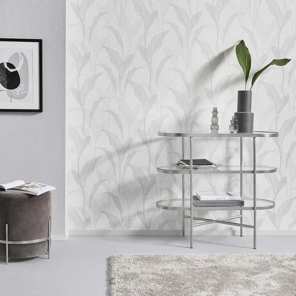 Tapete Vlies ELLE Blätter Floral Grau Glitzer 10207-31 3 Tapete Vlies ELLE Blätter Floral Grau Glitzer 10207-31