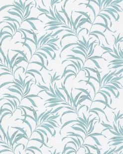 Tapete Vlies Farn Floral Weiß Türkis Glanz 6729-10