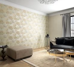 Tapete Vlies Floral Blätter Beige Gold Metallic 31602 -Fashion Home Wallpaper Store Tapete Vlies Floral Blaetter beige gold metallic 31602 63201833