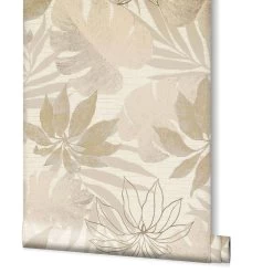 Tapete Vlies Floral Blätter Beige Gold Metallic 31602 -Fashion Home Wallpaper Store Tapete Vlies Floral Blaetter beige gold metallic 31602 63201833 2
