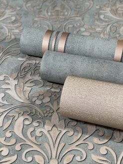 Tapete Vlies Gestreift Metallic Glitzer Grau Rosa 32637 -Fashion Home Wallpaper Store Tapete Vlies Gestreift Metallic Glitzer grau rosa 32637 63206233 1