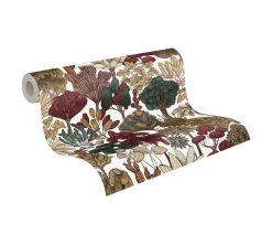 Tapete Vlies Palmen Floral Weiß Braun Rot 37757-7