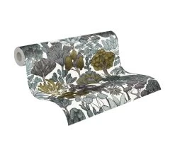 Tapete Vlies Palmen Floral Weiß Grün Grau 37757-3