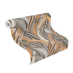 Tapete Vlies Rasch Blätter Gräser Braun Grau 541274