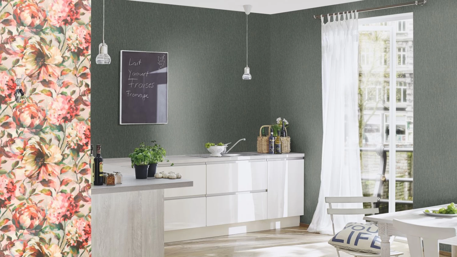 Tapete Vlies Rasch Blüten Kunst Rosa Weiß Grün 485141 4 Tapete Vlies Rasch Blüten Kunst Rosa Weiß Grün 485141 – Bild 2