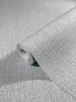 Tapete Vlies Textil-Design Einfarbig Blau Grau 32673