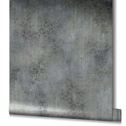 Tapete Vlies Würfel Putz Blau-grau Glanz Novamur 82240