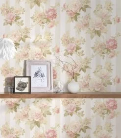 A.S. Creation Tapete Vlies Streifen Mit Blumen Creme-beige 30446-1 -Fashion Home Wallpaper Store Tapete aus Vlies 30446 1 Streifen mit Blumen creme beige 152931 3