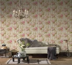 A.S. Creation Tapete Vlies Streifen Mit Blumen Creme Grün 30446-4 -Fashion Home Wallpaper Store Tapete aus Vlies 30446 4 Streifen mit Blumen creme gruen 152934 2
