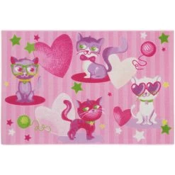 Kinderteppich Fashion Cats Spielteppich 80x120 Cm Pink Rosa