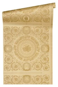 Versace Home Tapete Kacheln Beige Gold Metallic 370554 7 Versace Home Tapete Kacheln Beige Gold Metallic 370554 -Fashion Home Wallpaper Store Versace Home IV Vinyltapete Kacheln beige gold Metallic 370554 63200297 2