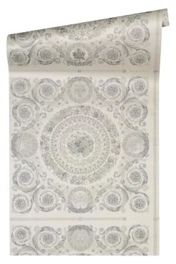 Versace Home Tapete Kacheln Grau Silber Metallic 370555 7 Versace Home Tapete Kacheln Grau Silber Metallic 370555 -Fashion Home Wallpaper Store Versace Home IV Vinyltapete Kacheln grau silber Metallic 370555 63200298 5