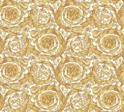 Versace Home Tapete Blumenornament Weiß Gelb Glanz 366925