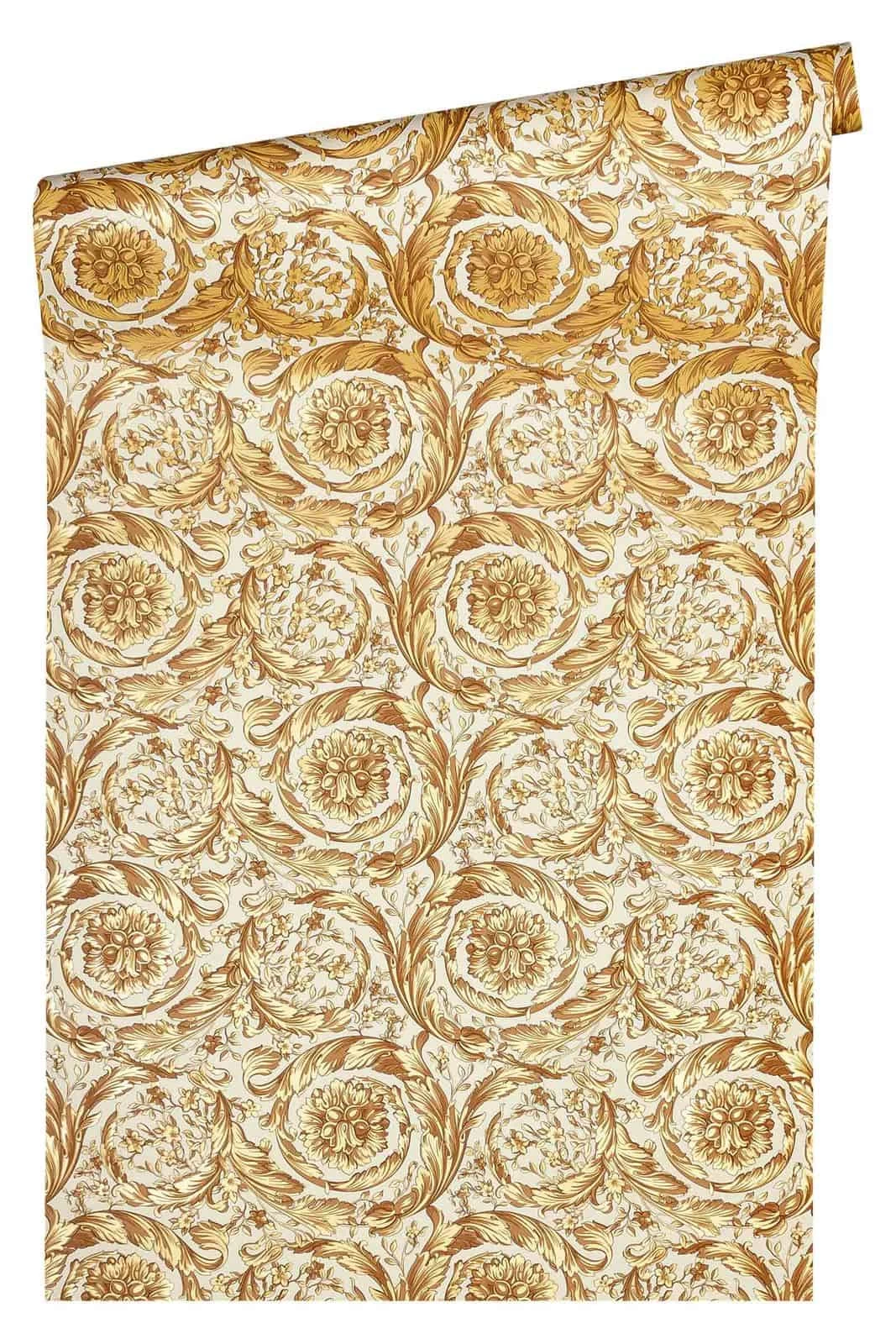 Versace Home Tapete Blumenornament Weiß Gelb Glanz 366925 5 Versace Home Tapete Blumenornament Weiß Gelb Glanz 366925 – Bild 3