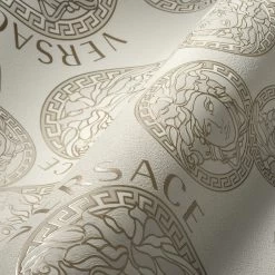 Versace Vliestapete 38610-3 Medusa Weiß Perlbeige -Fashion Home Wallpaper Store Vliestapete 38610 3 Medusa Weiss VERSACE Home Tapete 63213728 1