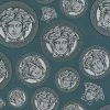 Versace Vliestapete 38611-1 Medusa Silber Petrol -Fashion Home Wallpaper Store Vliestapete 38611 1 Medusa Petrol VERSACE Home Tapete 63213730