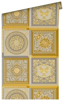 Versace Vliestapete 38704-5 Fliesen Optik Silber Gold -Fashion Home Wallpaper Store Vliestapete 38704 5 Fliesen Optik Silber Gold VERSACE Home Tapete 63213746 1