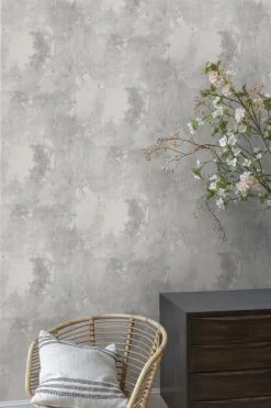 Putz-Optik Tapete GranDeco WL1201 Grau Silber -Fashion Home Wallpaper Store Vliestapete Beton Optik Grau Silber WL1201 63213189 1